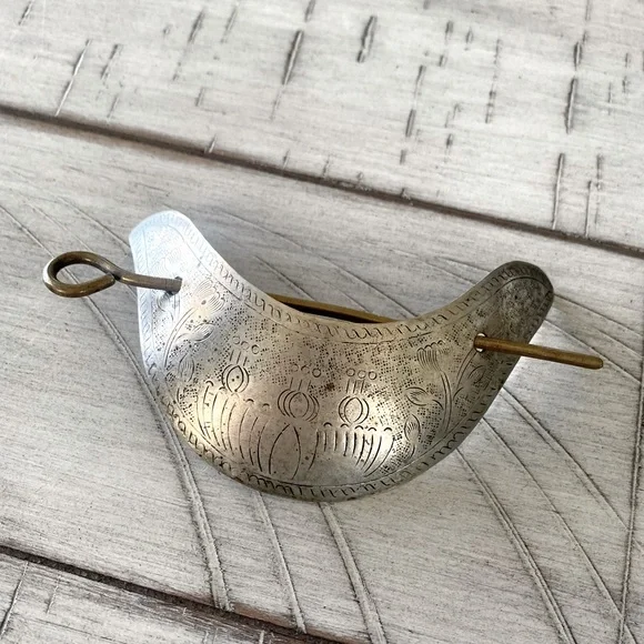 Vintage Silver etched toned hair clip Silver Barrettes for Women for sale - eBay main image 3